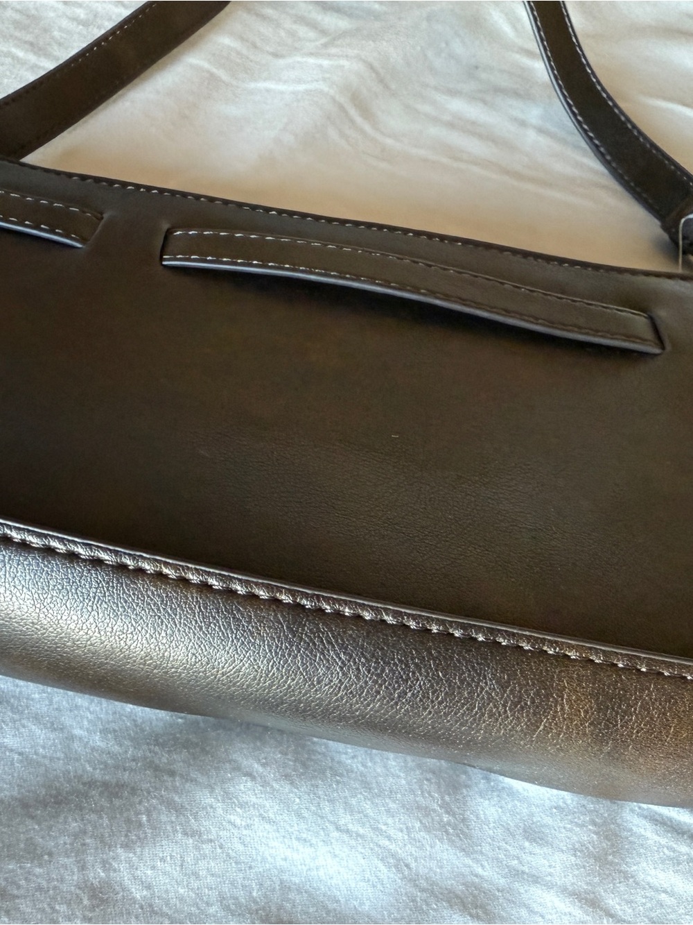 Abercrombie & Fitch Brown Faux Leather Shoulder Bag Brass Hardware Going Out - Picture 5 of 10